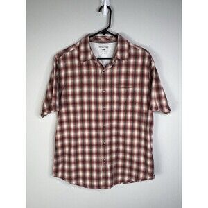 Horny Toad Men's Orange Gray Plaid Shirt Short Sleeve Size Med Outdoor Gorpcore